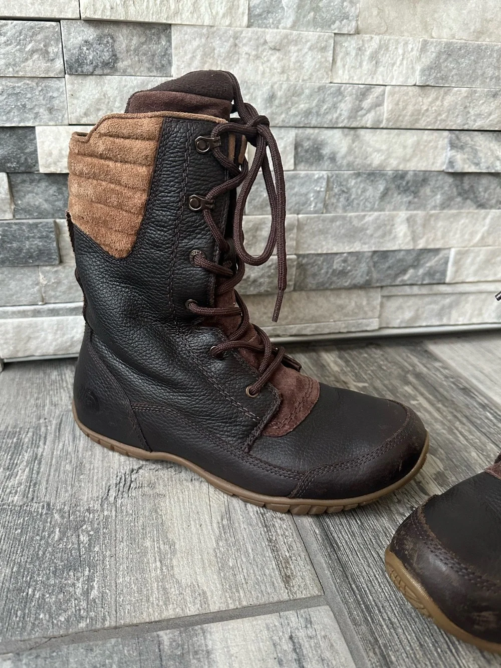 THE NORTH FACE Purna Luxe Lace-Up Winter Boots Brown Tan Primaloft Size 8
